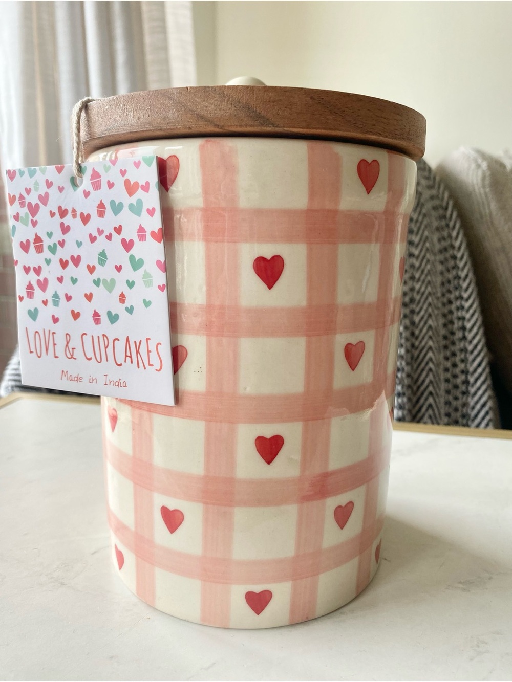 Heart Checkered Canister by Love & Cupcakes